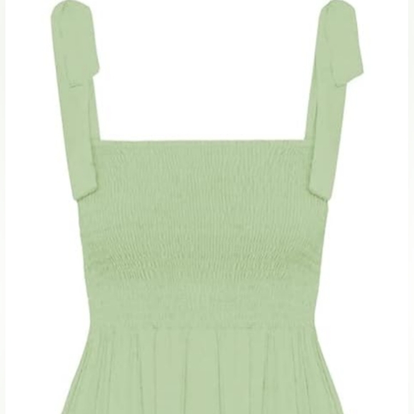 Mint Green Maxi Tiered Boho Dress Shoulder Ties Long Flowy Bohemian Tie Sundress - Picture 3 of 13